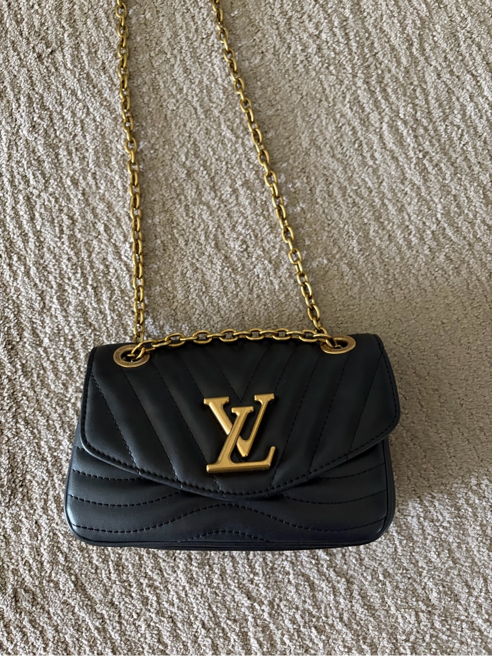 Black Quilted Crossbody Bag with Gold Detail - Picture 2 of 4